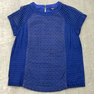 Madewell Short Sleeve Eyelet Hideaway Top Blue Size‎ Medium